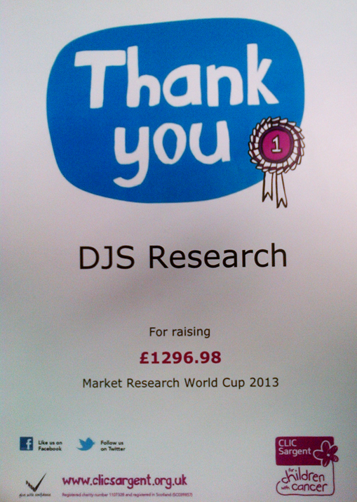 CLIC Sargent - DJS Research Ltd - Market Research World Cup Thanks